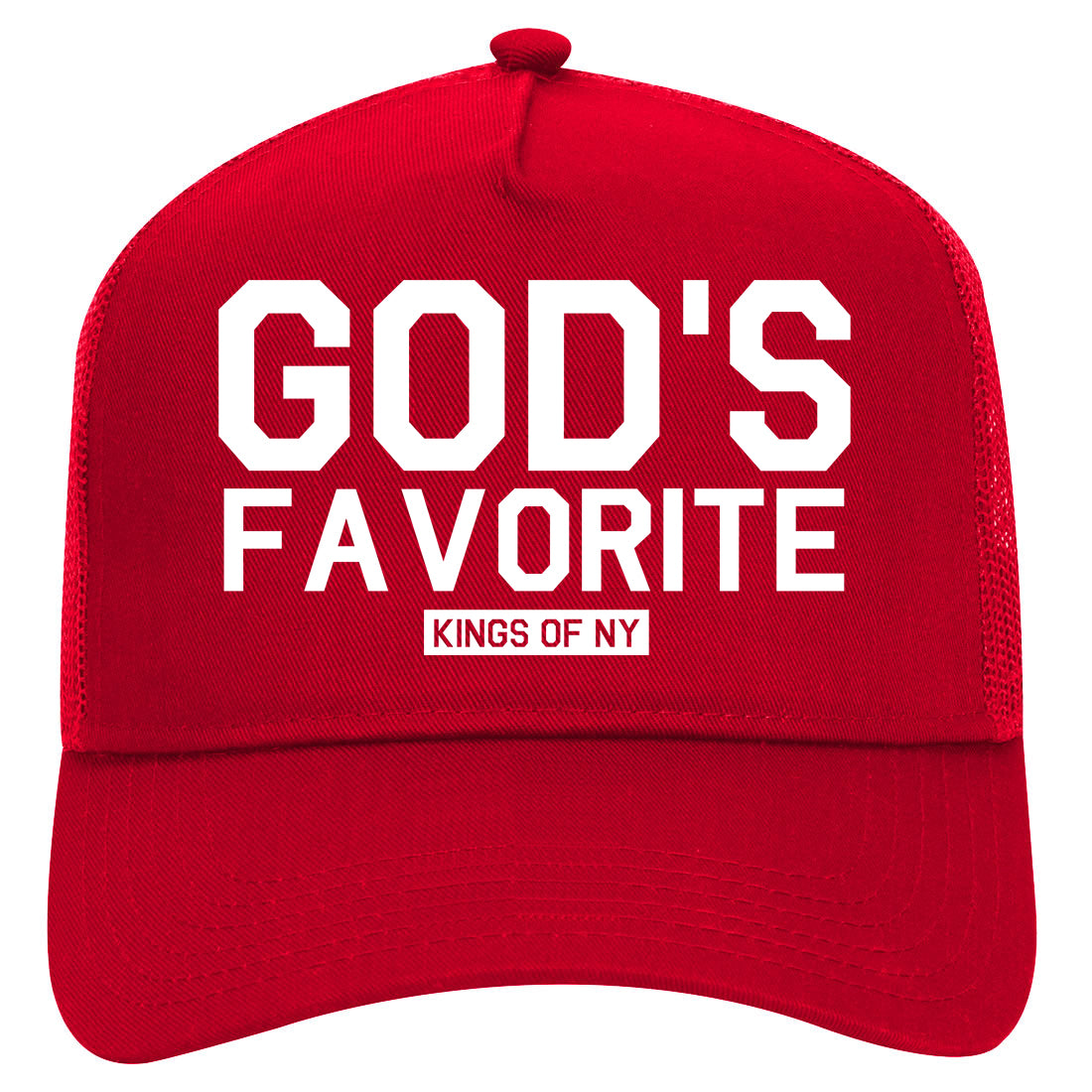 Gods Favorite Kings Of NY Mens Mesh Trucker Hat Red