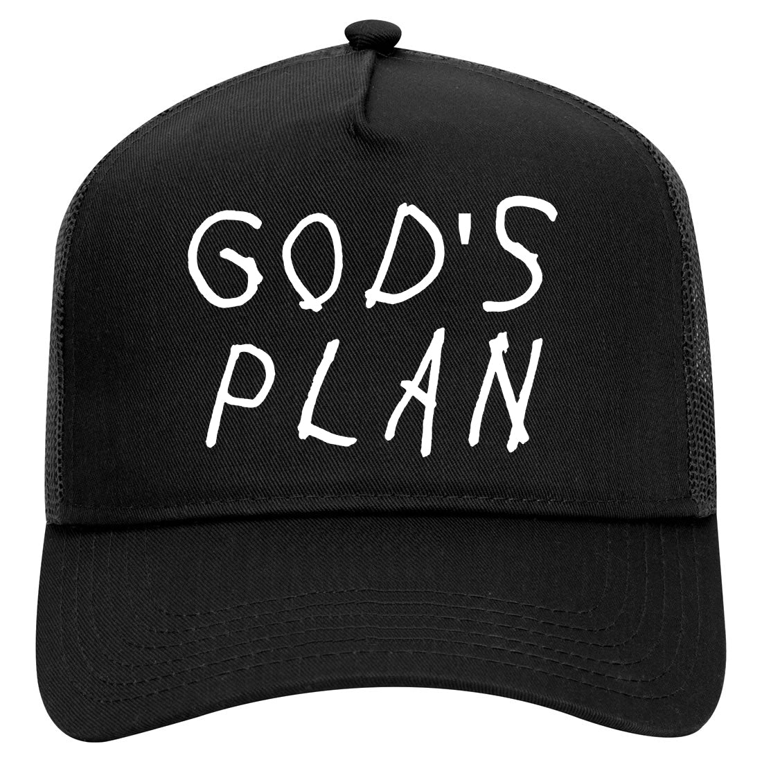Gods Plan Mens Mesh Trucker Hat Black
