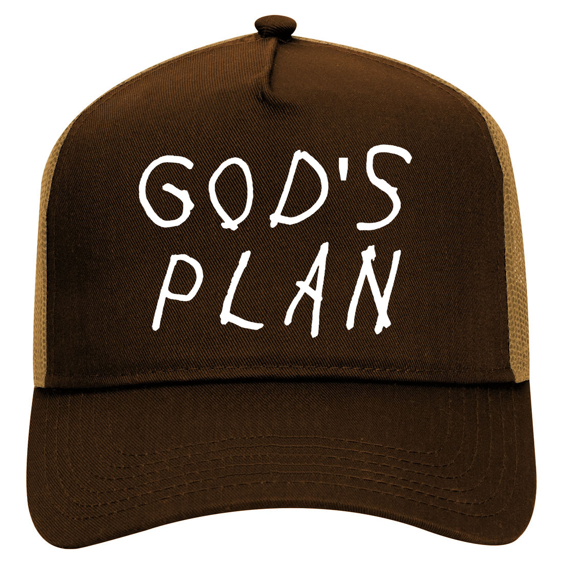 Gods Plan Mens Mesh Trucker Hat Brown