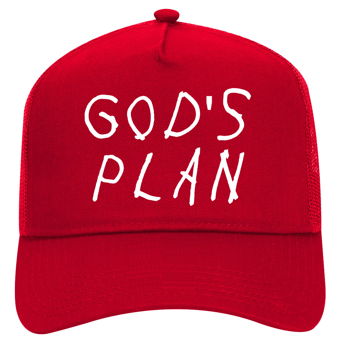 Gods Plan Mens Mesh Trucker Hat Red