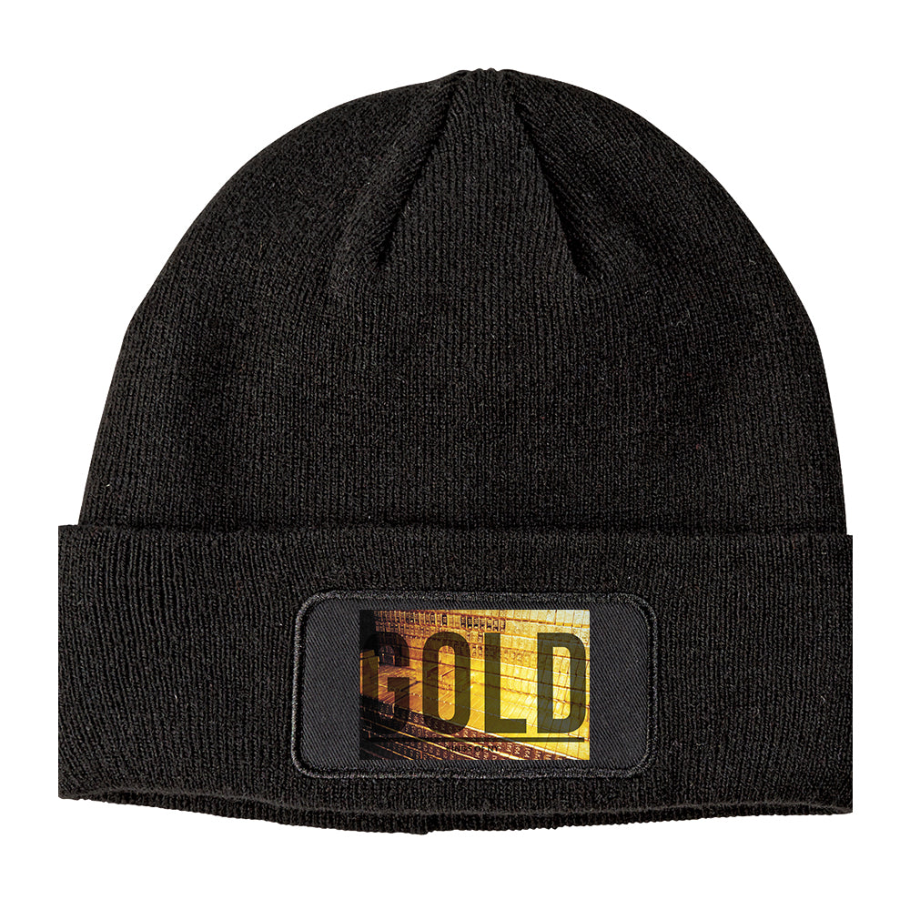 Gold Bricks Winter Knit Adult Beanie Hat Black