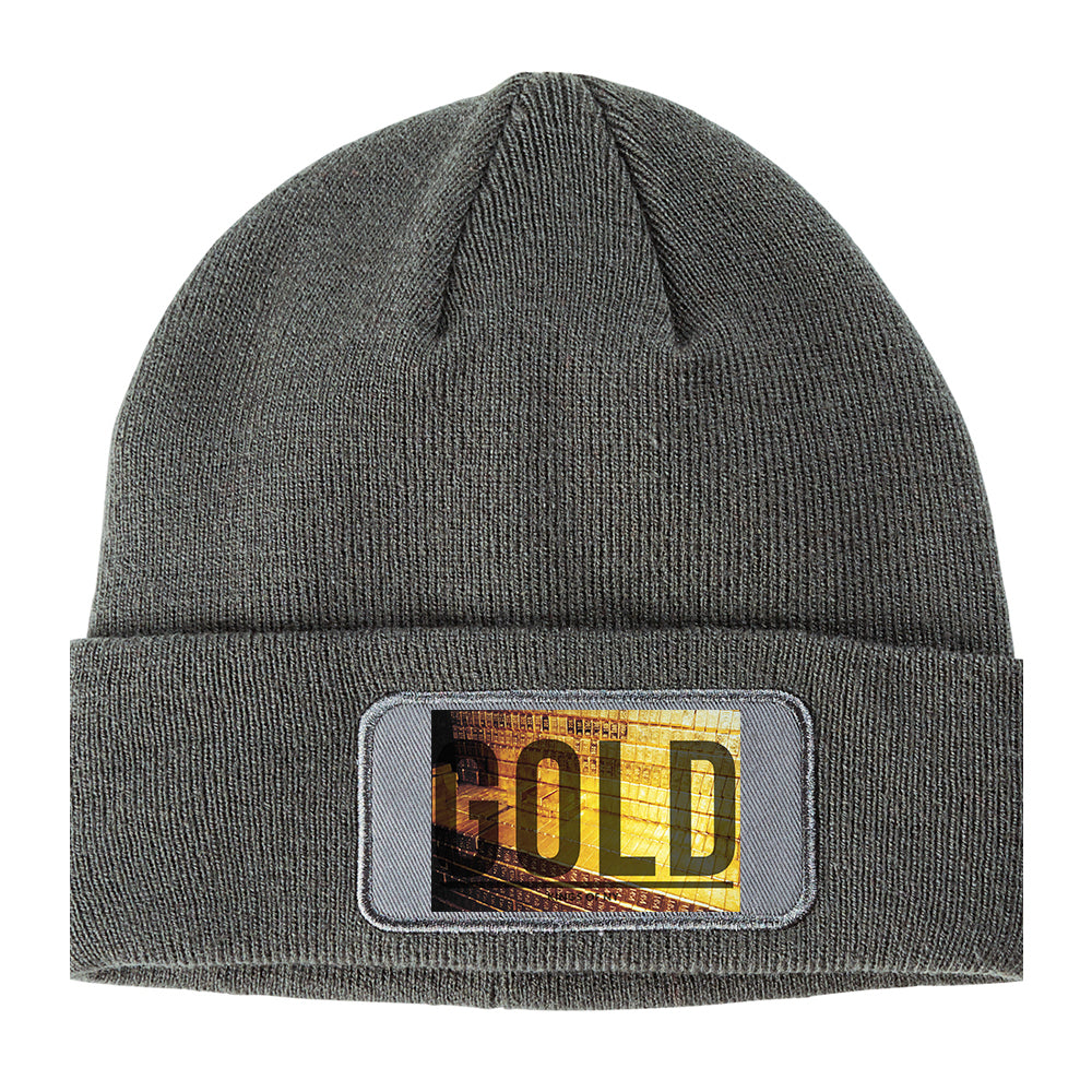 Gold Bricks Winter Knit Adult Beanie Hat Grey