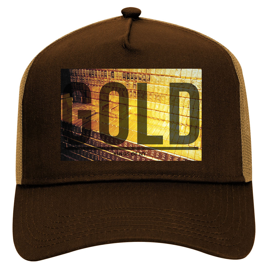 Gold Bricks Mens Mesh Trucker Hat Brown