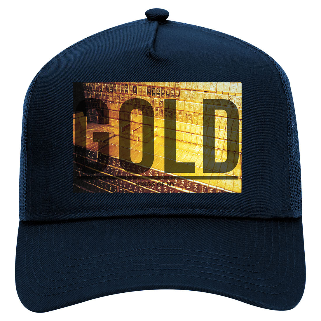 Gold Bricks Mens Mesh Trucker Hat Navy Blue