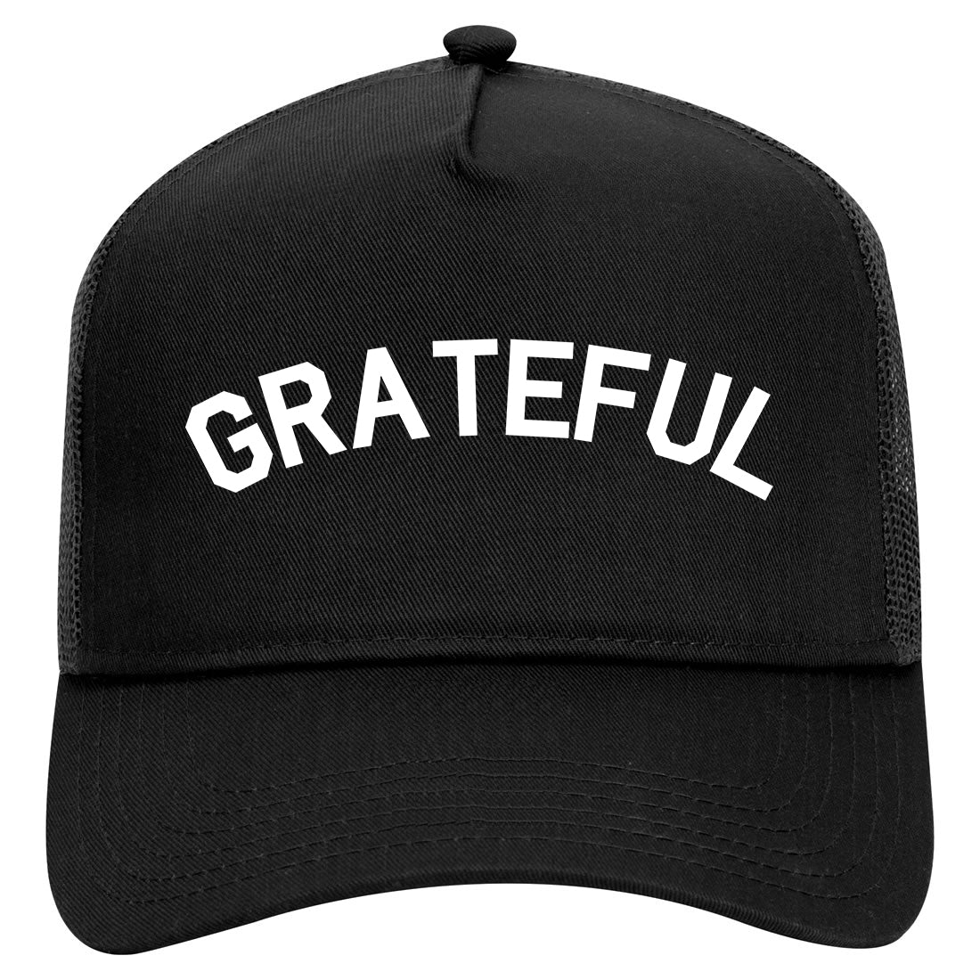 Grateful Thankful Mens Mesh Trucker Hat Black