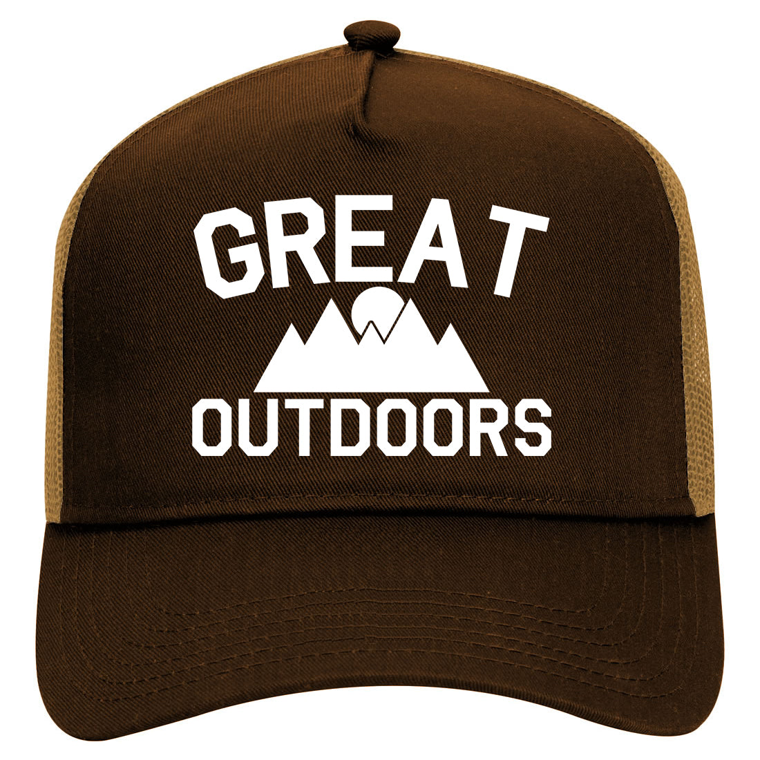 Great Outdoors Camping Mens Mesh Trucker Hat Brown