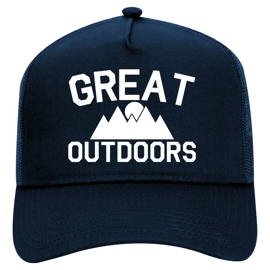 Great Outdoors Camping Mens Mesh Trucker Hat Navy Blue