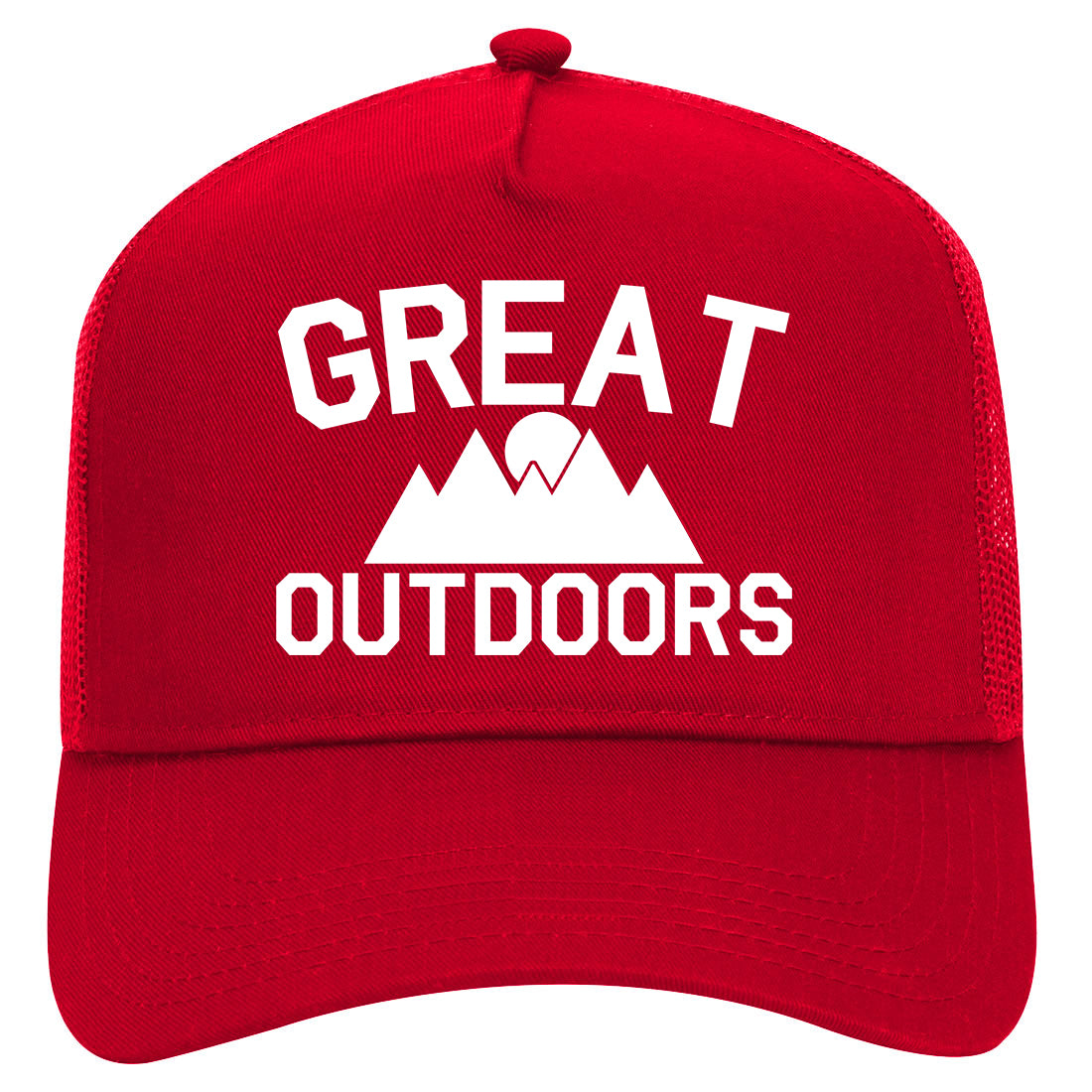 Great Outdoors Camping Mens Mesh Trucker Hat Red