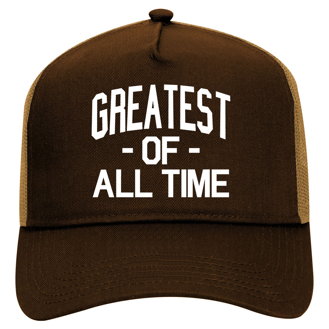 Greatest Of All Time GOAT Mens Mesh Trucker Hat Brown