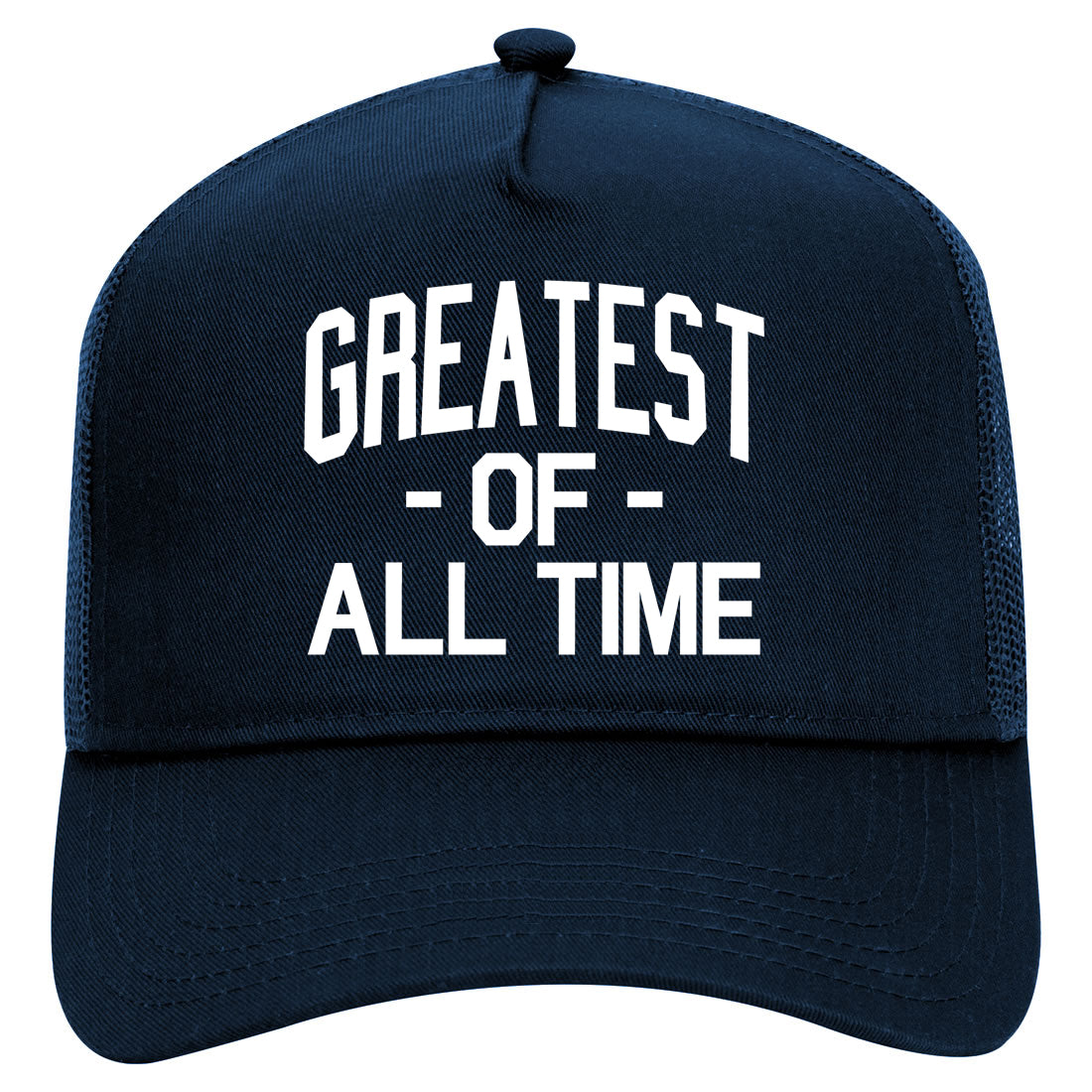 Greatest Of All Time GOAT Mens Mesh Trucker Hat Navy Blue