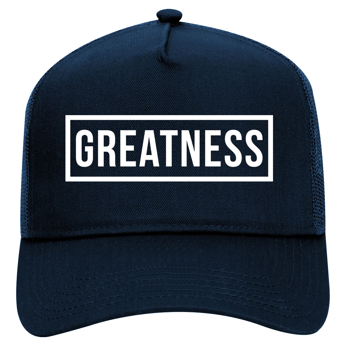 Greatness Box Mens Mesh Trucker Hat Navy Blue