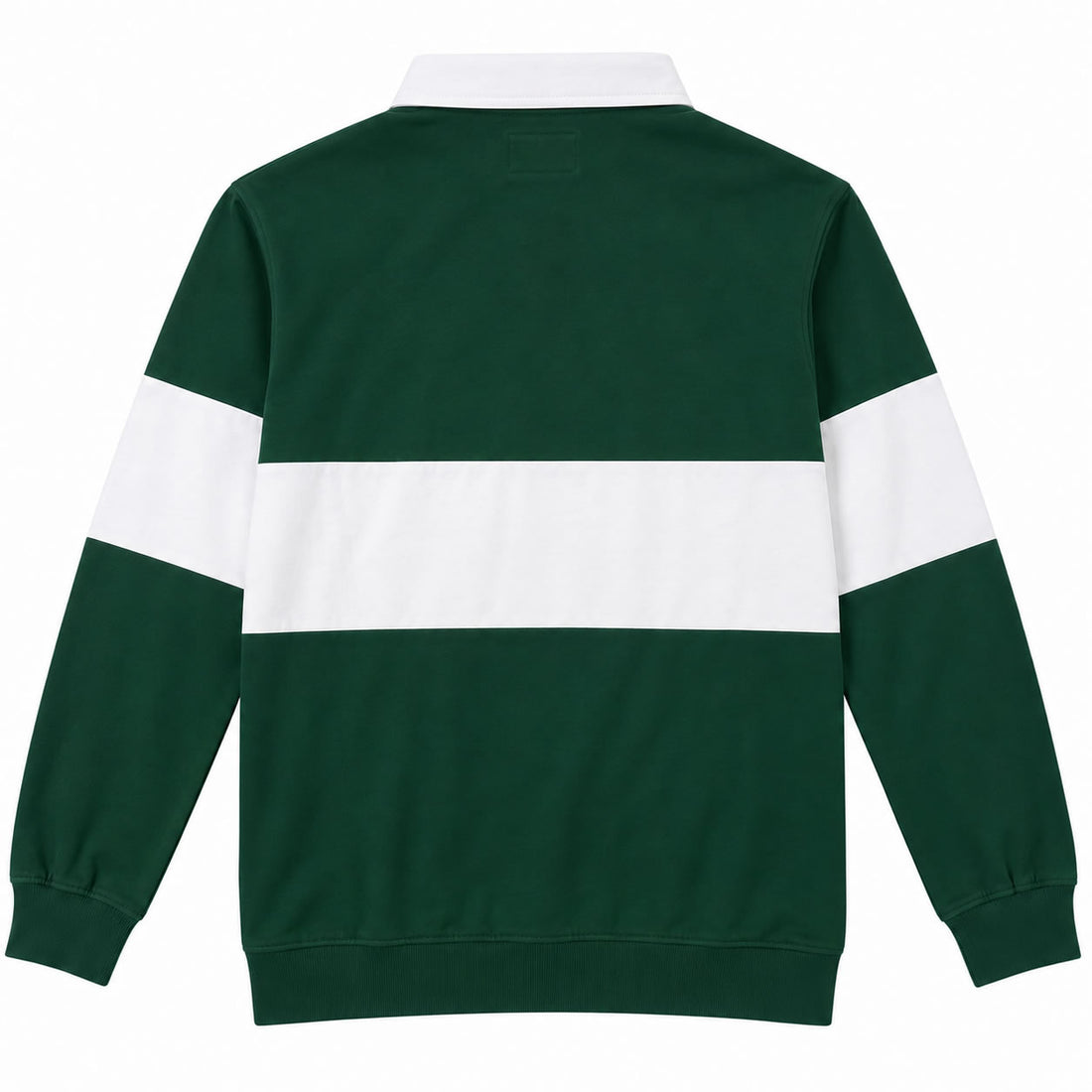 Green And White Striped Men’s Rugby Pullover Shirt Back View