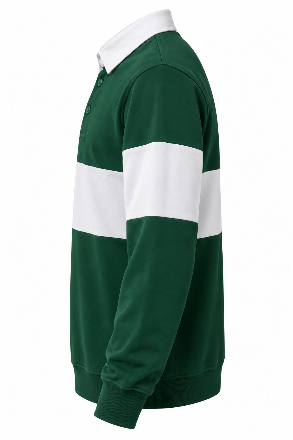 Green And White Striped Men’s Rugby Pullover Shirt Side View