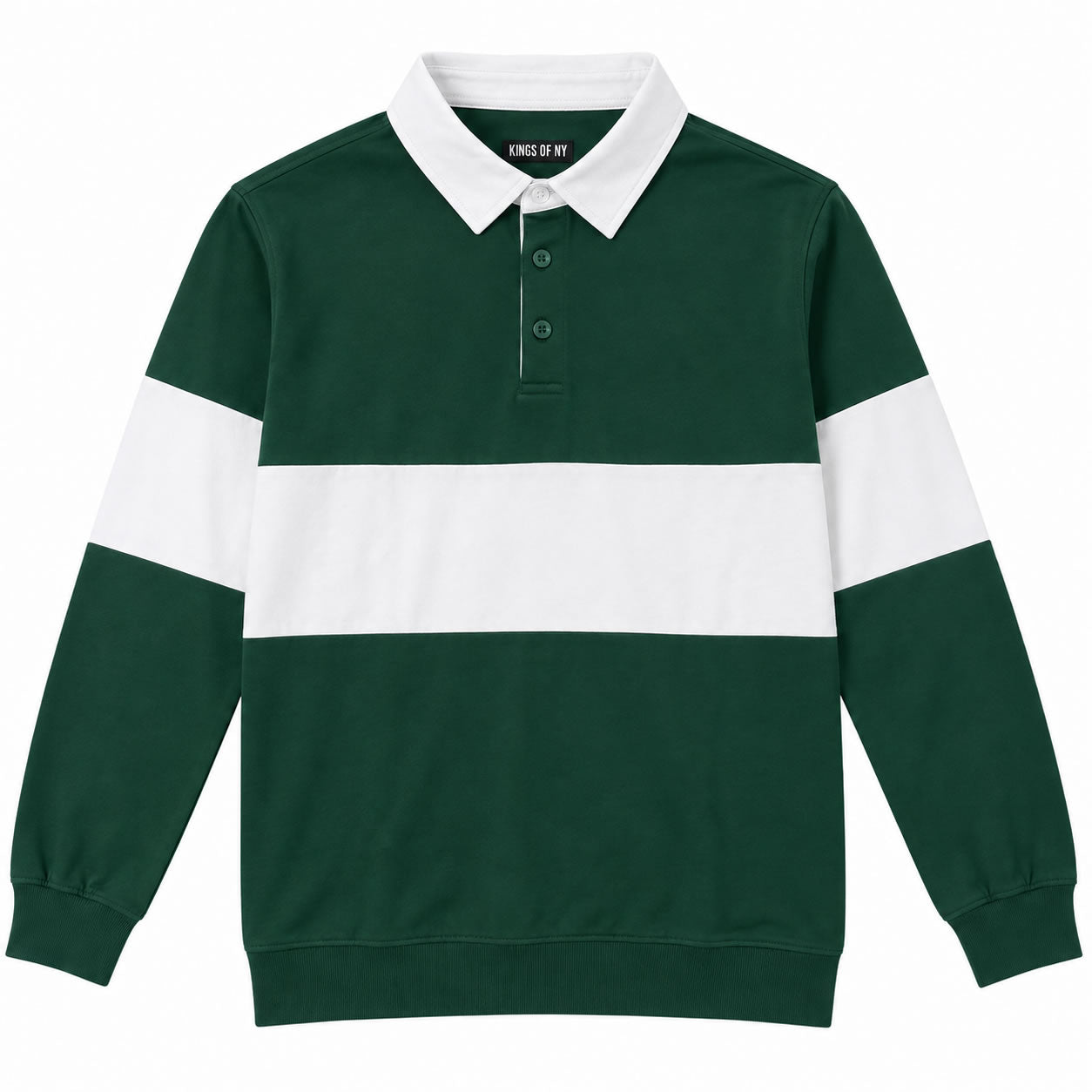 Green and Orange Comfortable Stretch Striped Mens Rugby Shirt