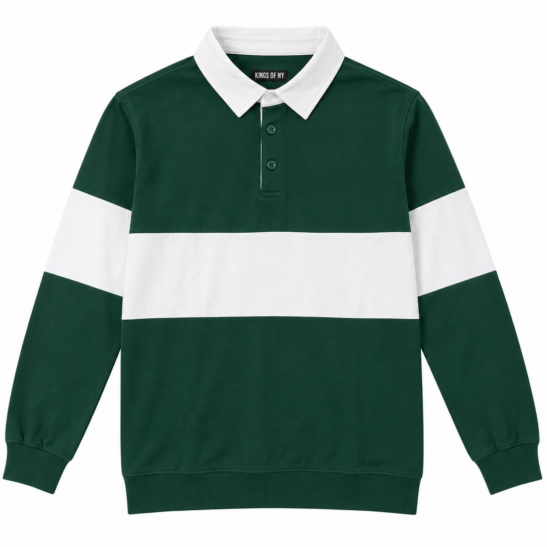 Green And White Striped Men’s Rugby Pullover Shirt