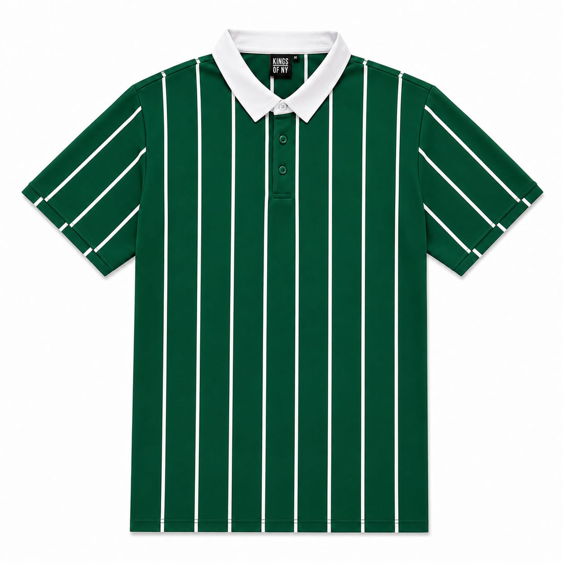 Green And White Vertical Striped Men's Golf Polo Shirt
