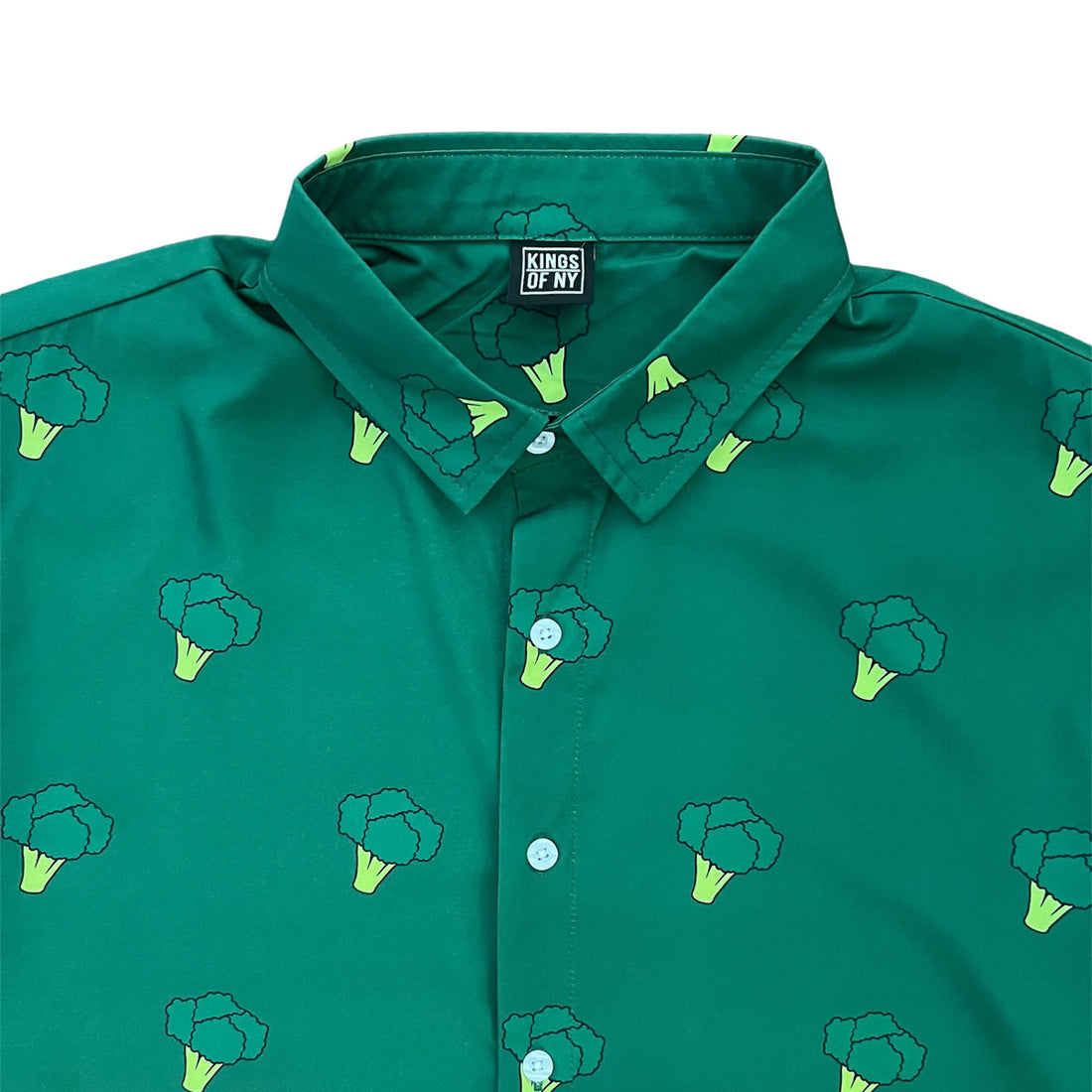 Green Broccoli Men's Short Sleeve Button Down Shirt KINGS OF NY Green Broccoli Men's Short Sleeve Button Down Shirt KINGS OF NY
