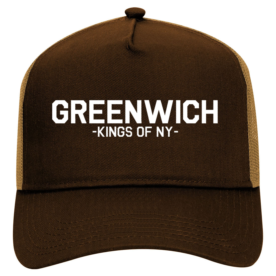 Greenwich Kings Of NY Mens Mesh Trucker Hat Brown