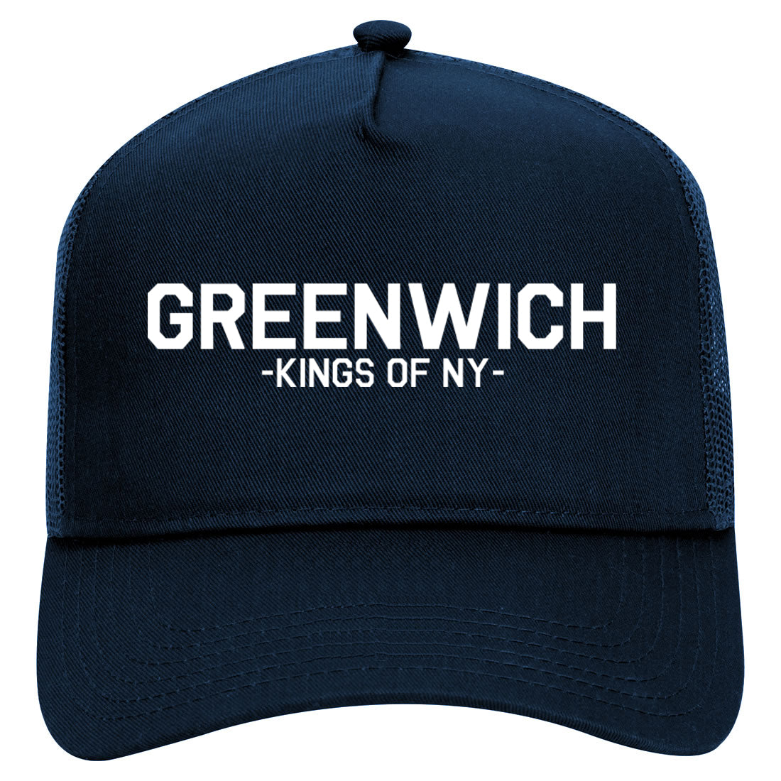 Greenwich Kings Of NY Mens Mesh Trucker Hat Navy Blue