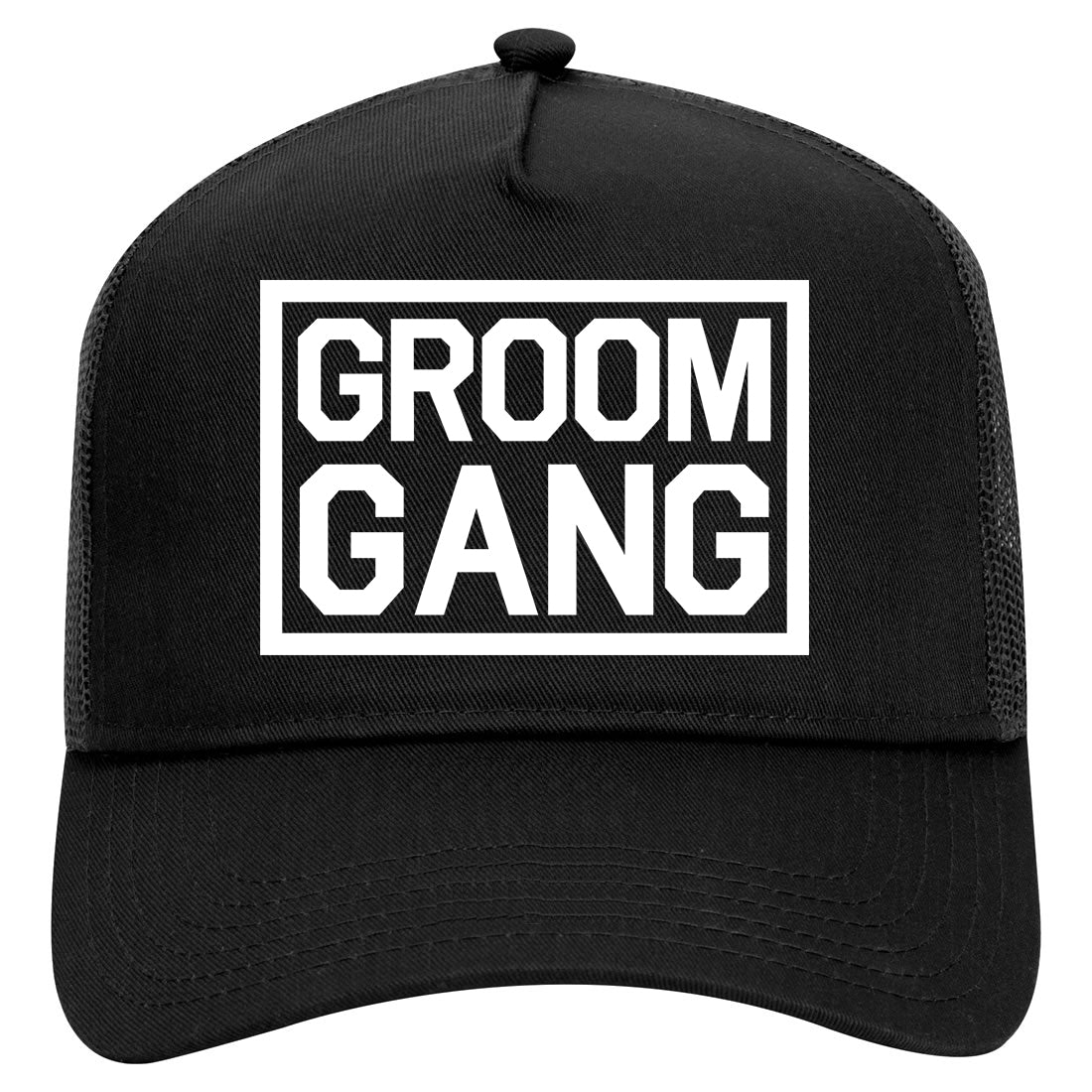 Groom Gang Bachelor Party Mens Mesh Trucker Hat Black