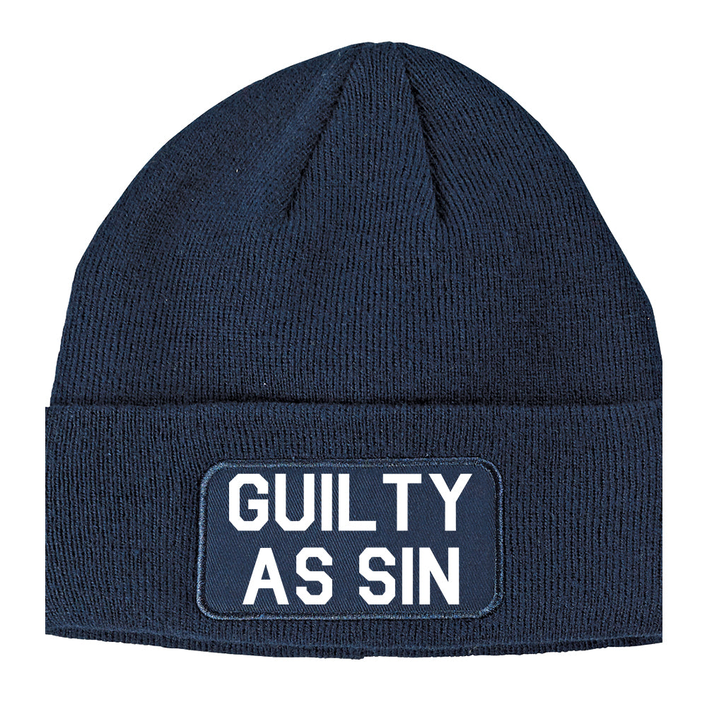 Guilty As Sin Winter Knit Adult Beanie Hat Navy Blue