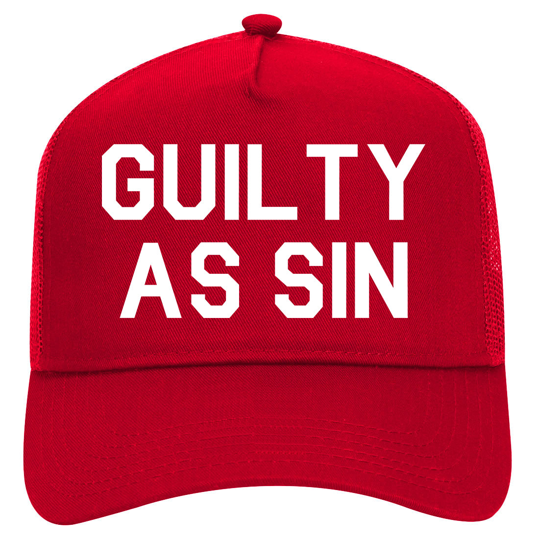 Guilty As Sin Mens Mesh Trucker Hat Red