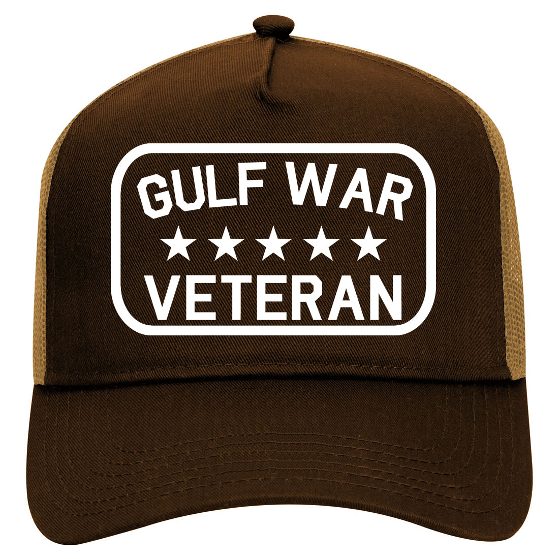 Gulf War Veteran Mens Mesh Trucker Hat Brown