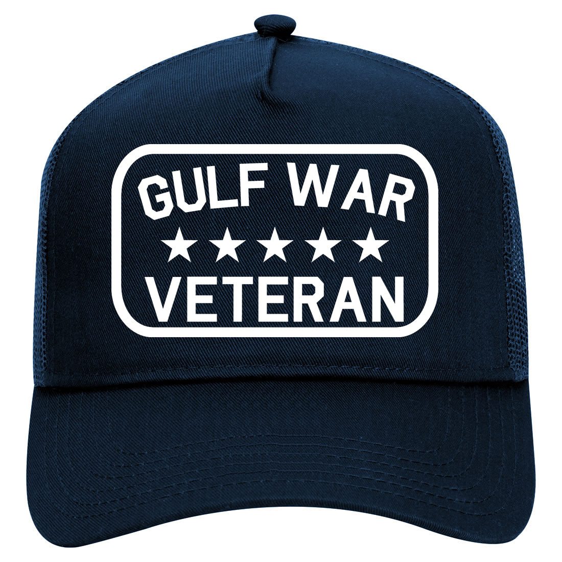 Gulf War Veteran Mens Mesh Trucker Hat Navy Blue