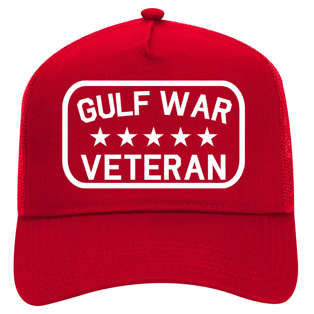 Gulf War Veteran Mens Mesh Trucker Hat Red