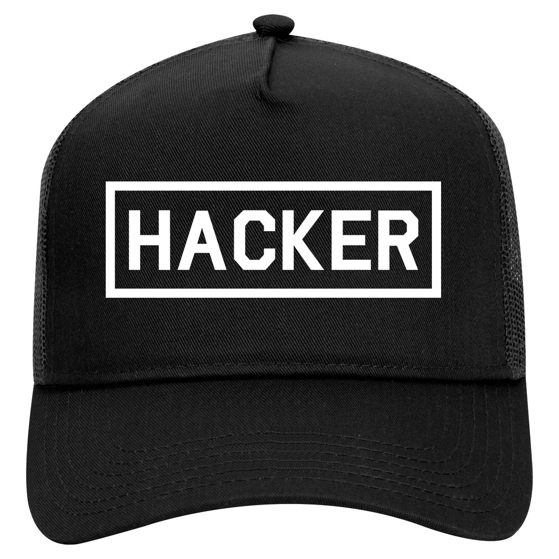 Hacker Computer Programmer Mens Mesh Trucker Hat Black