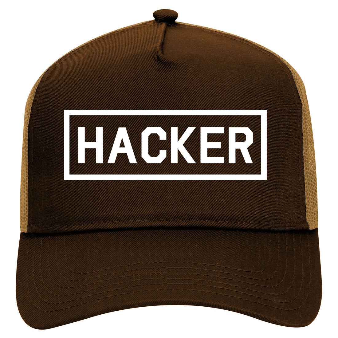 Hacker Computer Programmer Mens Mesh Trucker Hat Brown