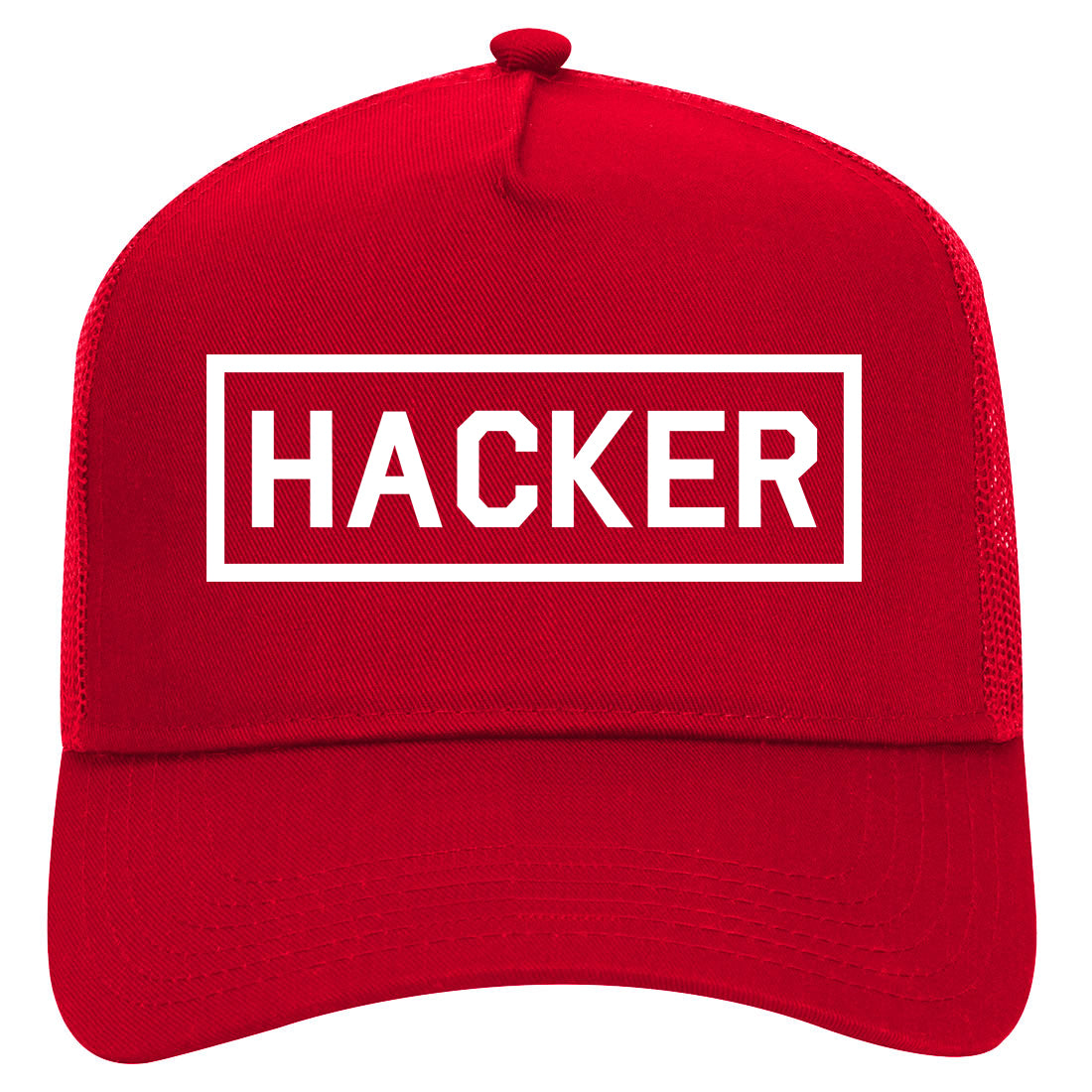 Hacker Computer Programmer Mens Mesh Trucker Hat Red