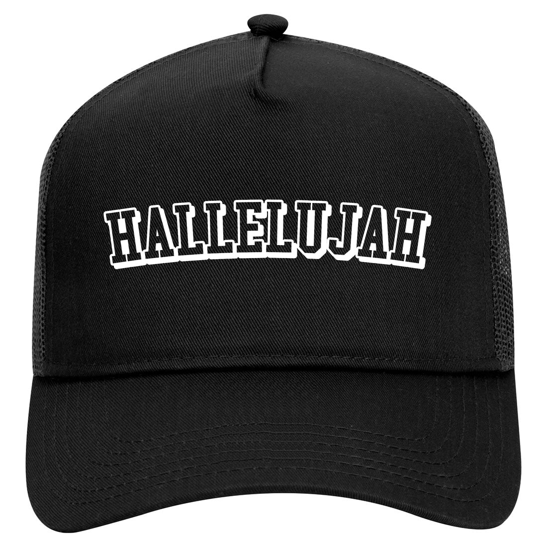 Hallelujah Praise The Lord Mens Mesh Trucker Hat Black