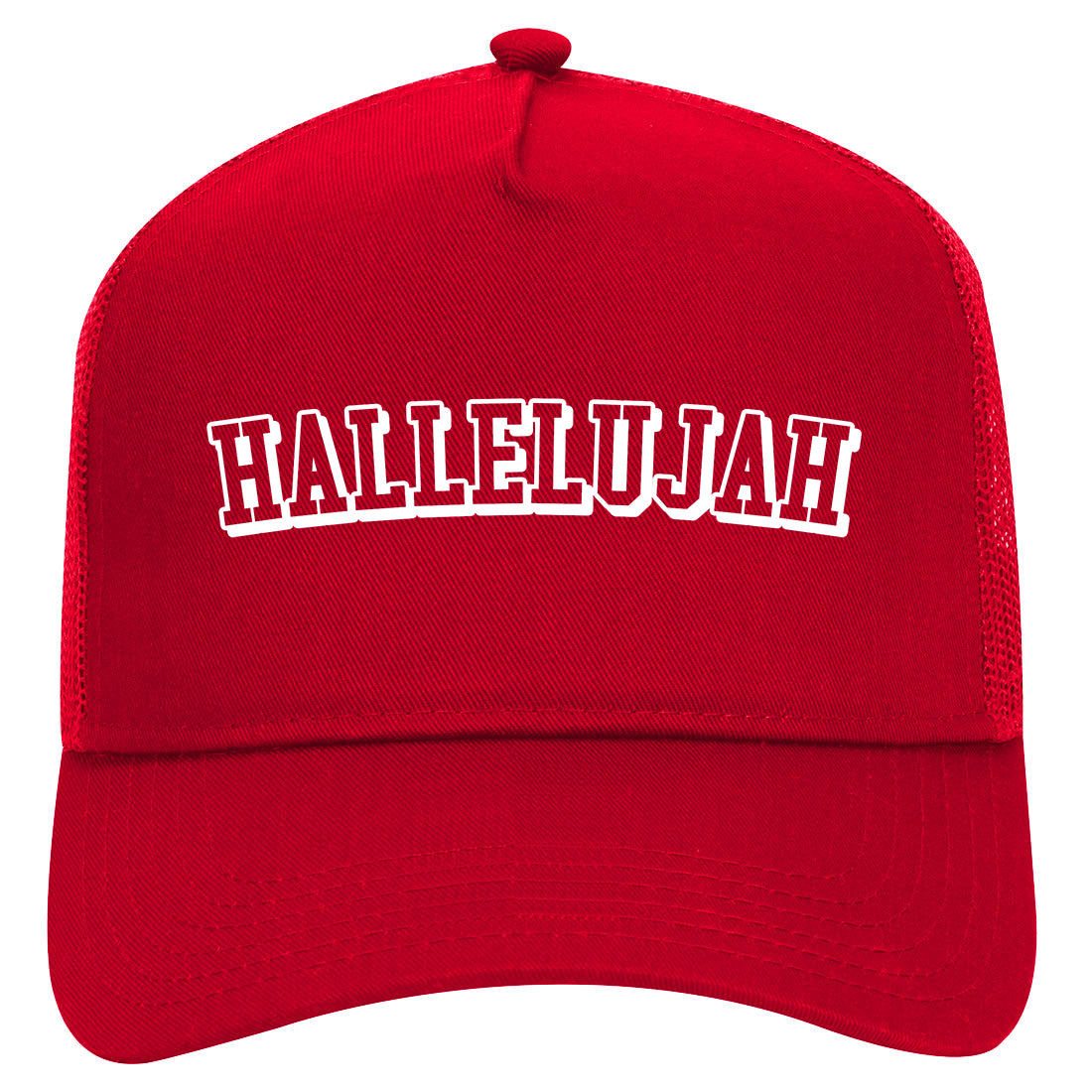 Hallelujah Praise The Lord Mens Mesh Trucker Hat Red