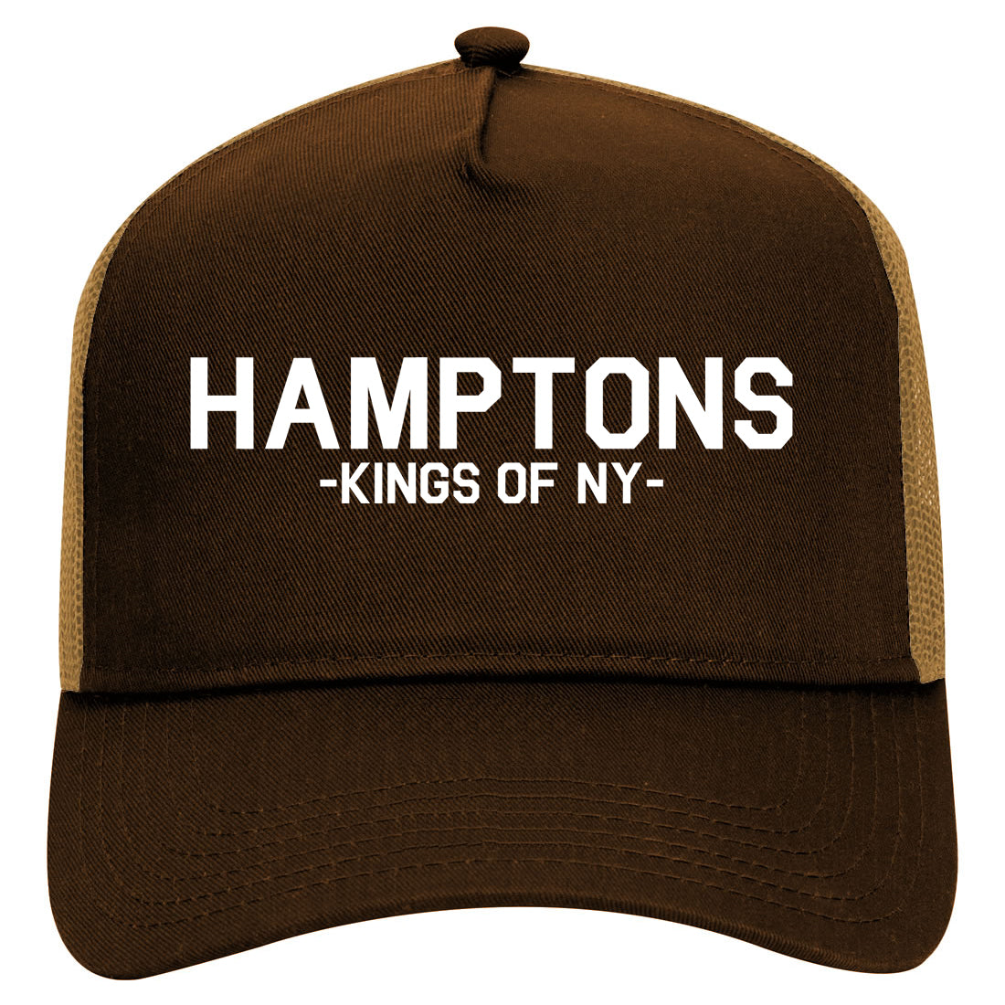 Hamptons New York Mens Mesh Trucker Hat Brown