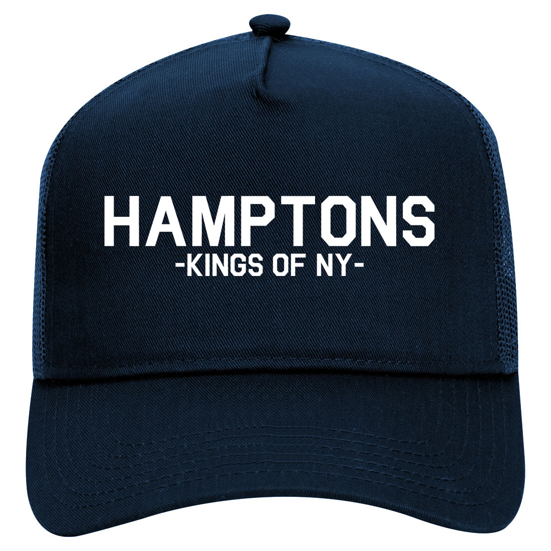 Hamptons New York Mens Mesh Trucker Hat Navy Blue