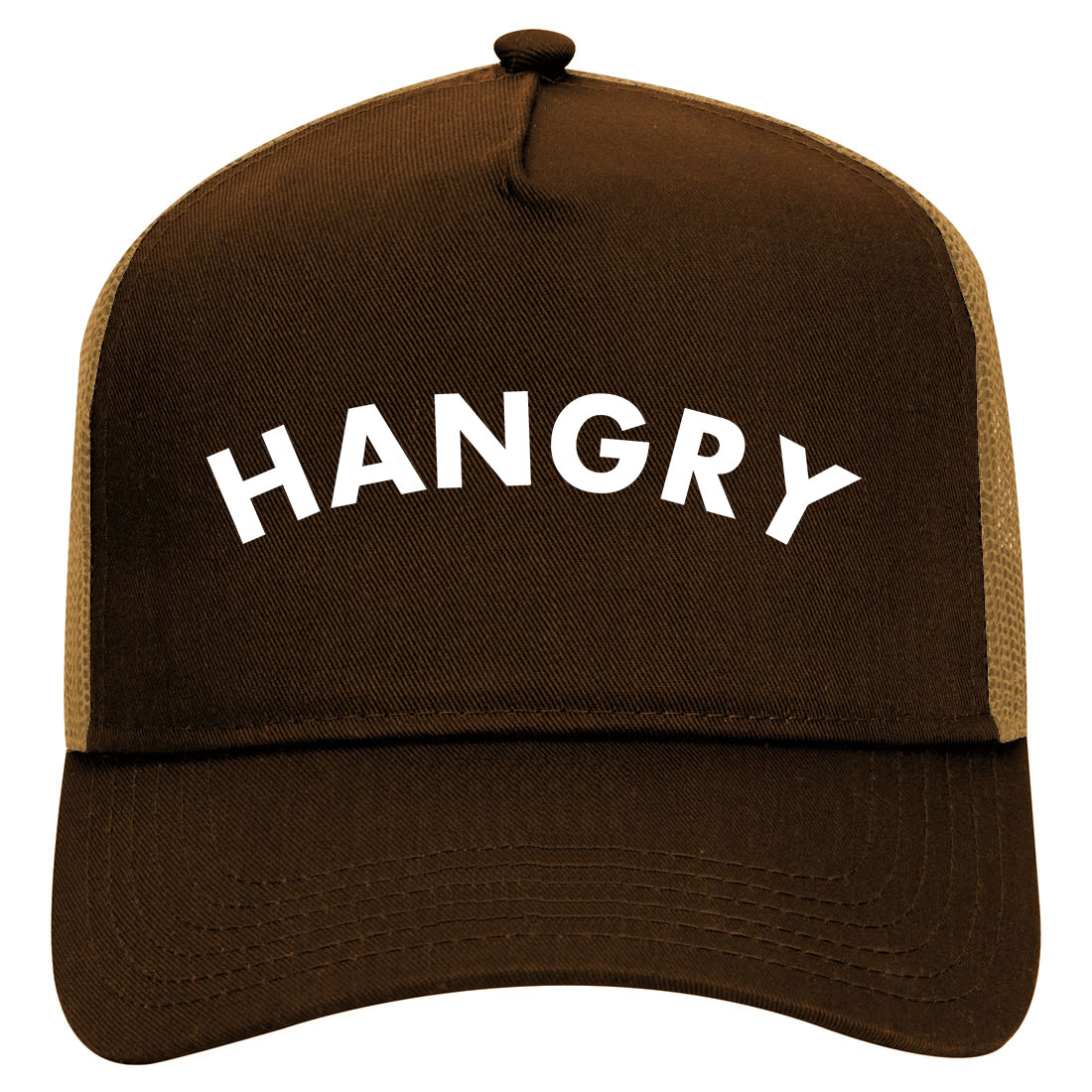 Hangry Hungry And Angry Funny Mens Mesh Trucker Hat Brown