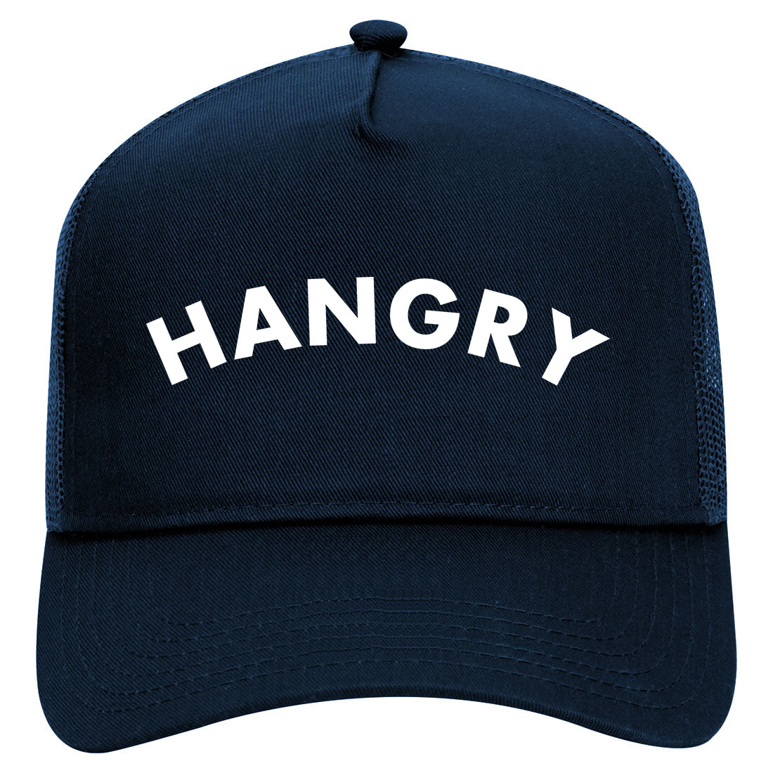 Hangry Hungry And Angry Funny Mens Mesh Trucker Hat Navy Blue