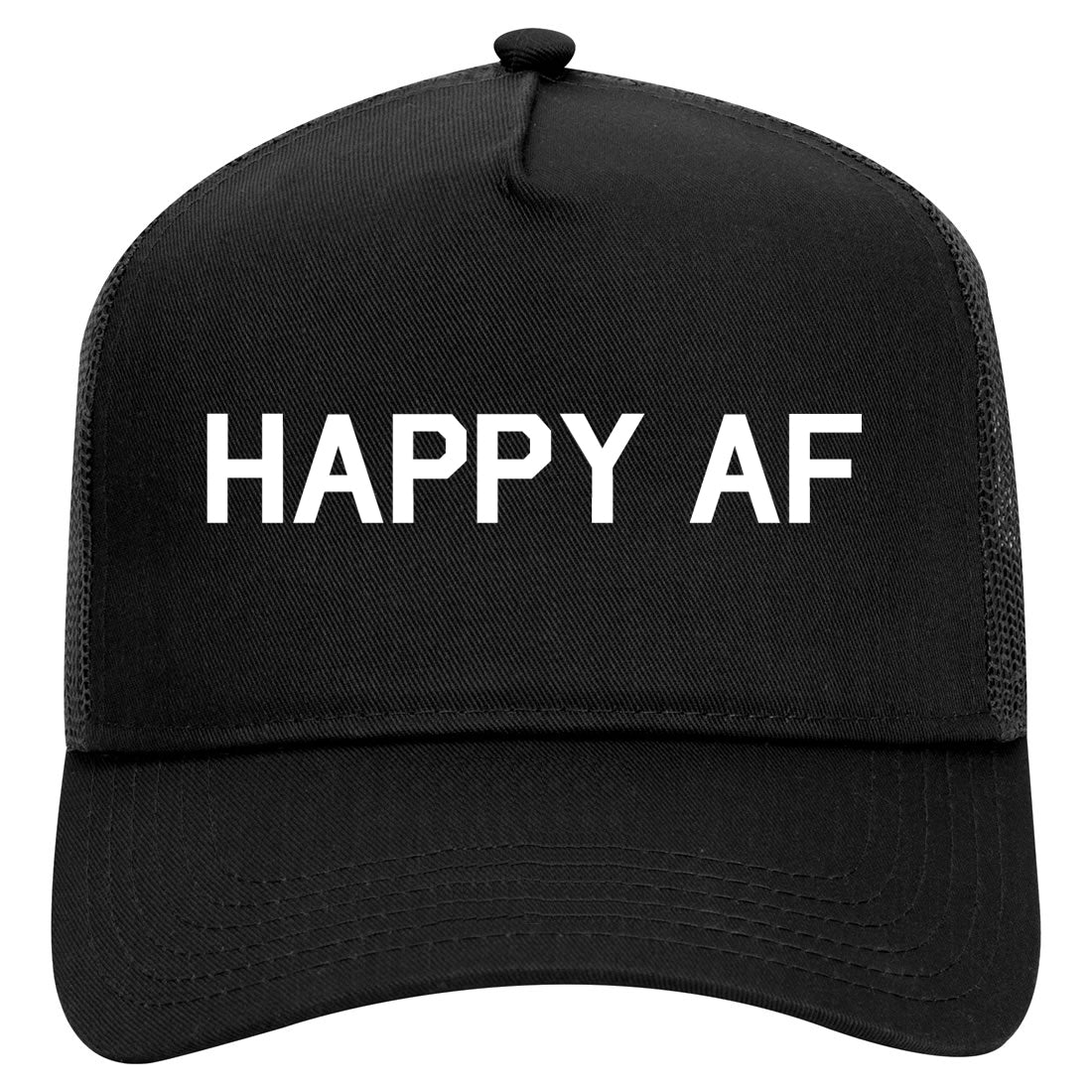 Happy AF Mens Mesh Trucker Hat Black