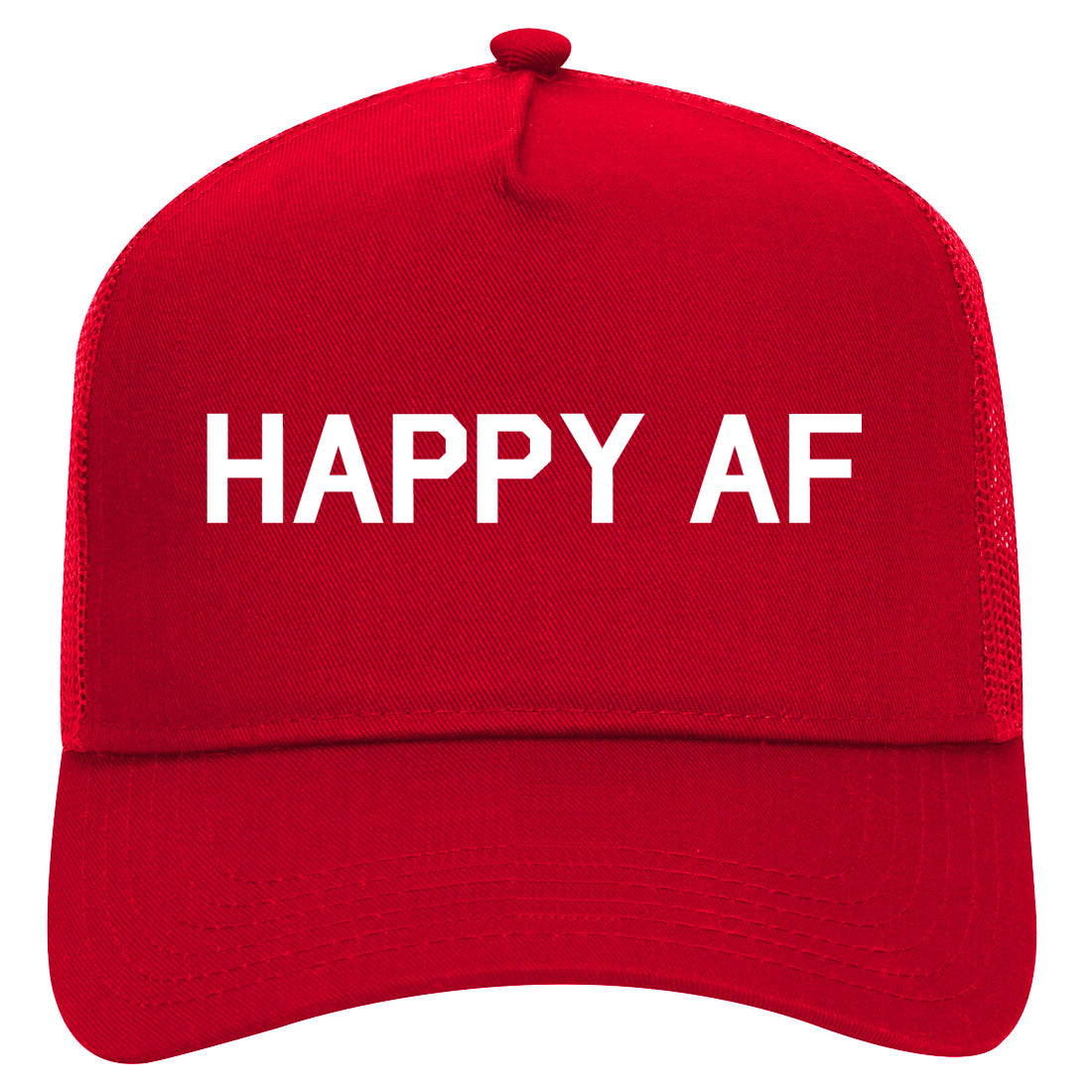 Happy AF Mens Mesh Trucker Hat Red