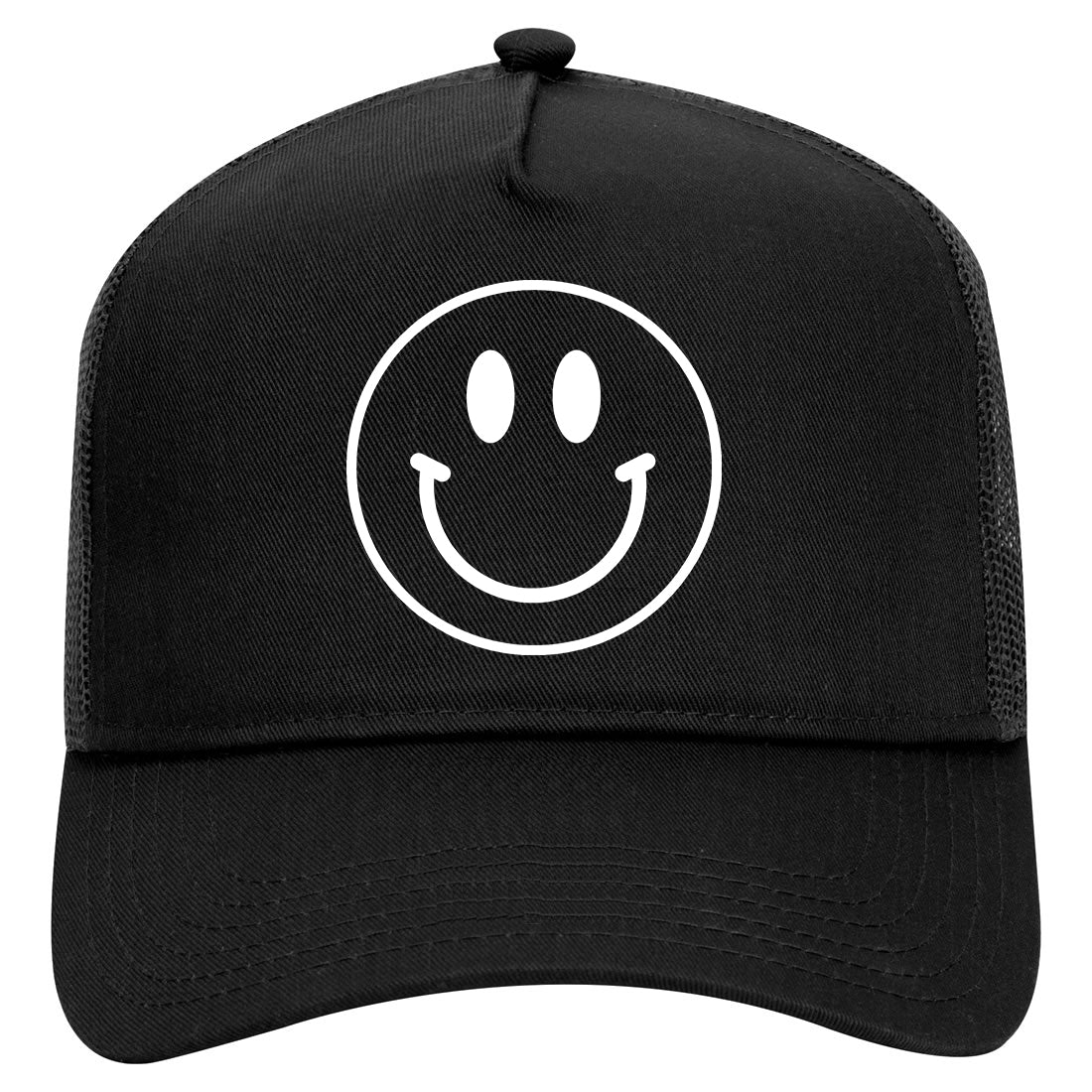 Happy Face Symbol Mens Mesh Trucker Hat Black