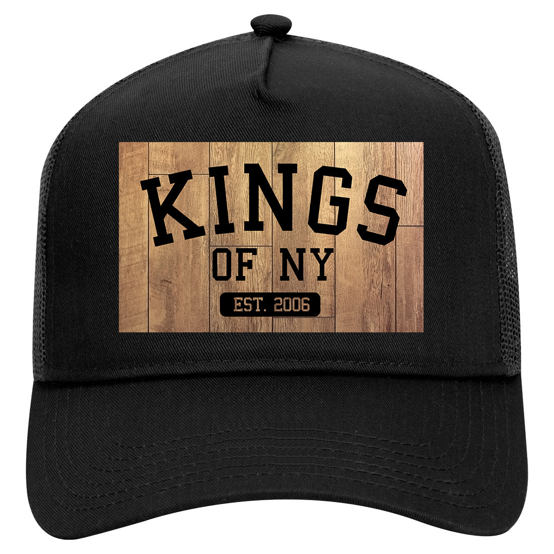 Hardwood Basketball Court Mens Mesh Trucker Hat Black