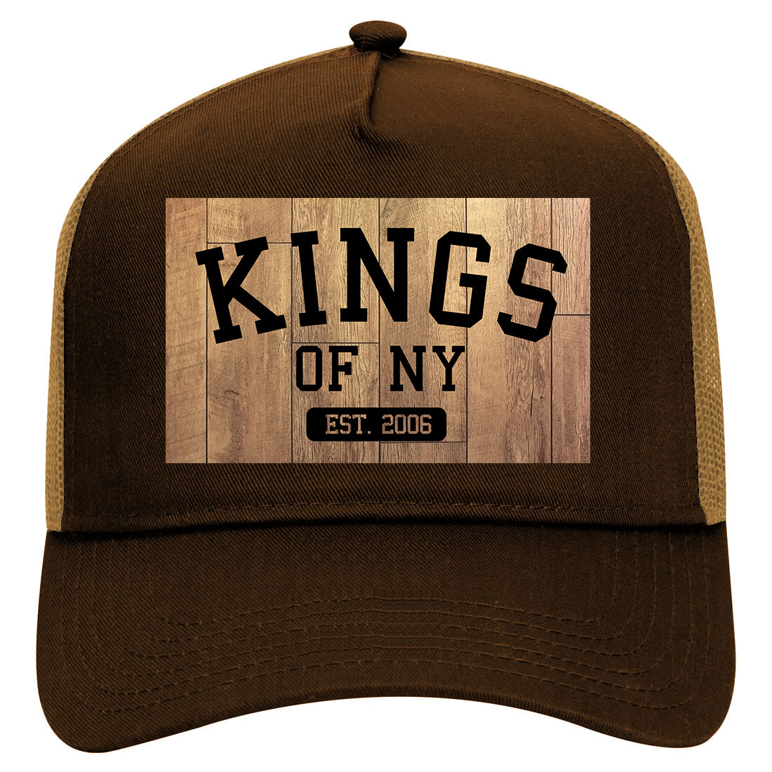 Hardwood Basketball Court Mens Mesh Trucker Hat Brown