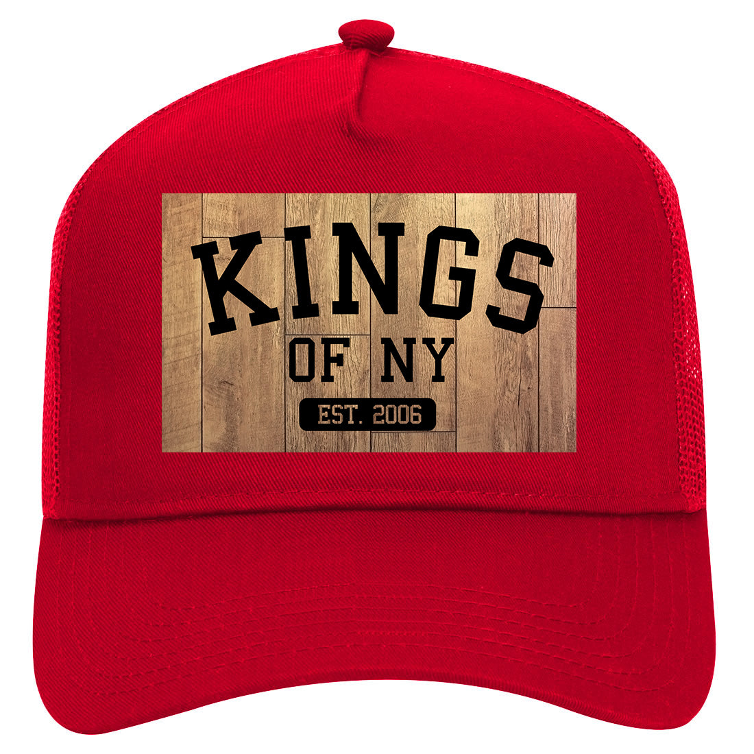 Hardwood Basketball Court Mens Mesh Trucker Hat Red