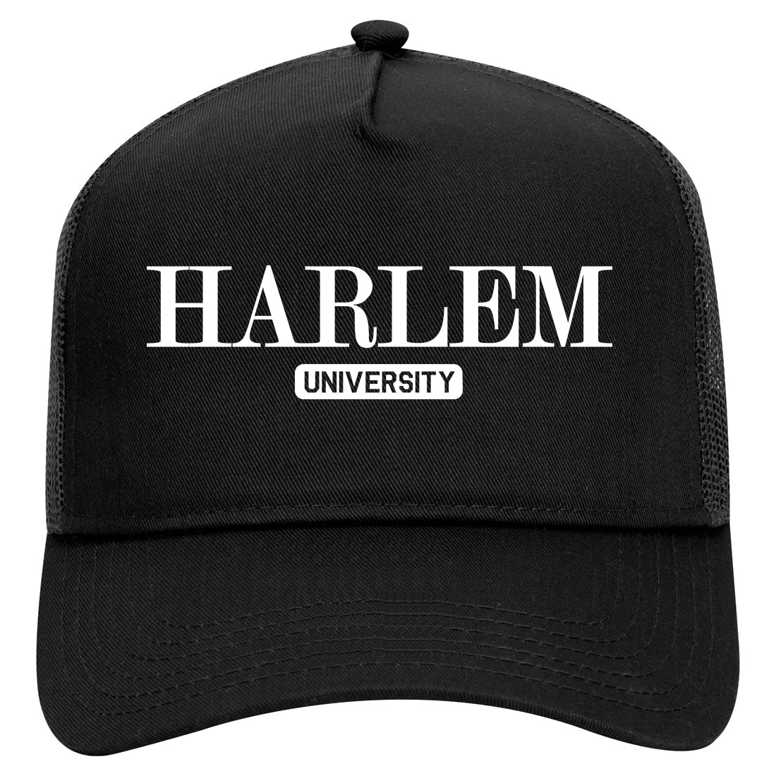Harlem University New York Mens Mesh Trucker Hat Black