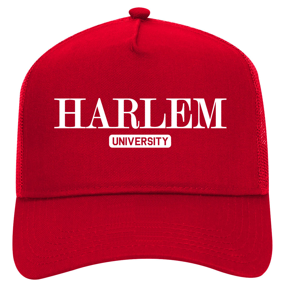 Harlem University New York Mens Mesh Trucker Hat Red