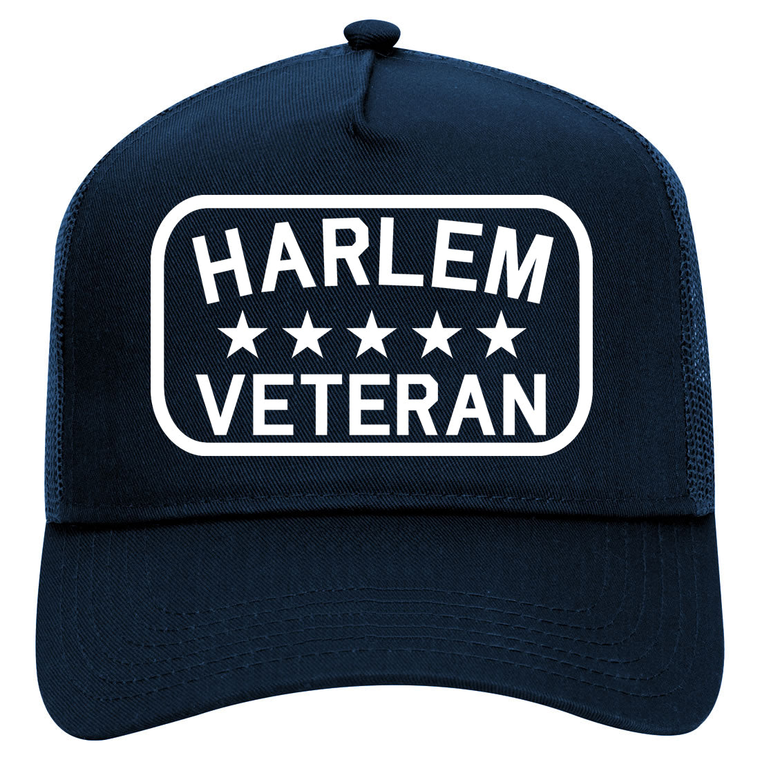 Harlem Veteran Mens Mesh Trucker Hat Navy Blue