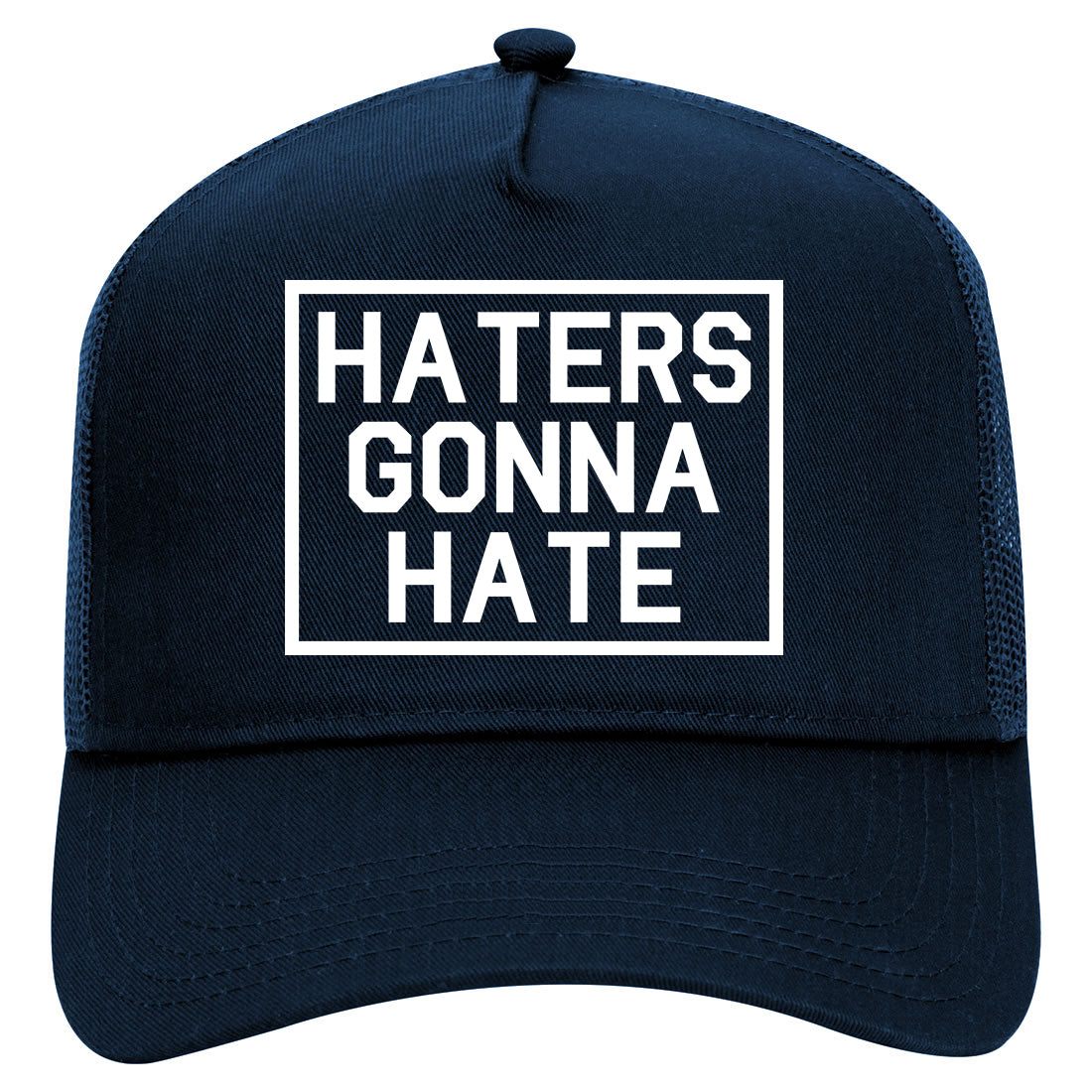 Haters Gonna Hate Mens Mesh Trucker Hat Navy Blue