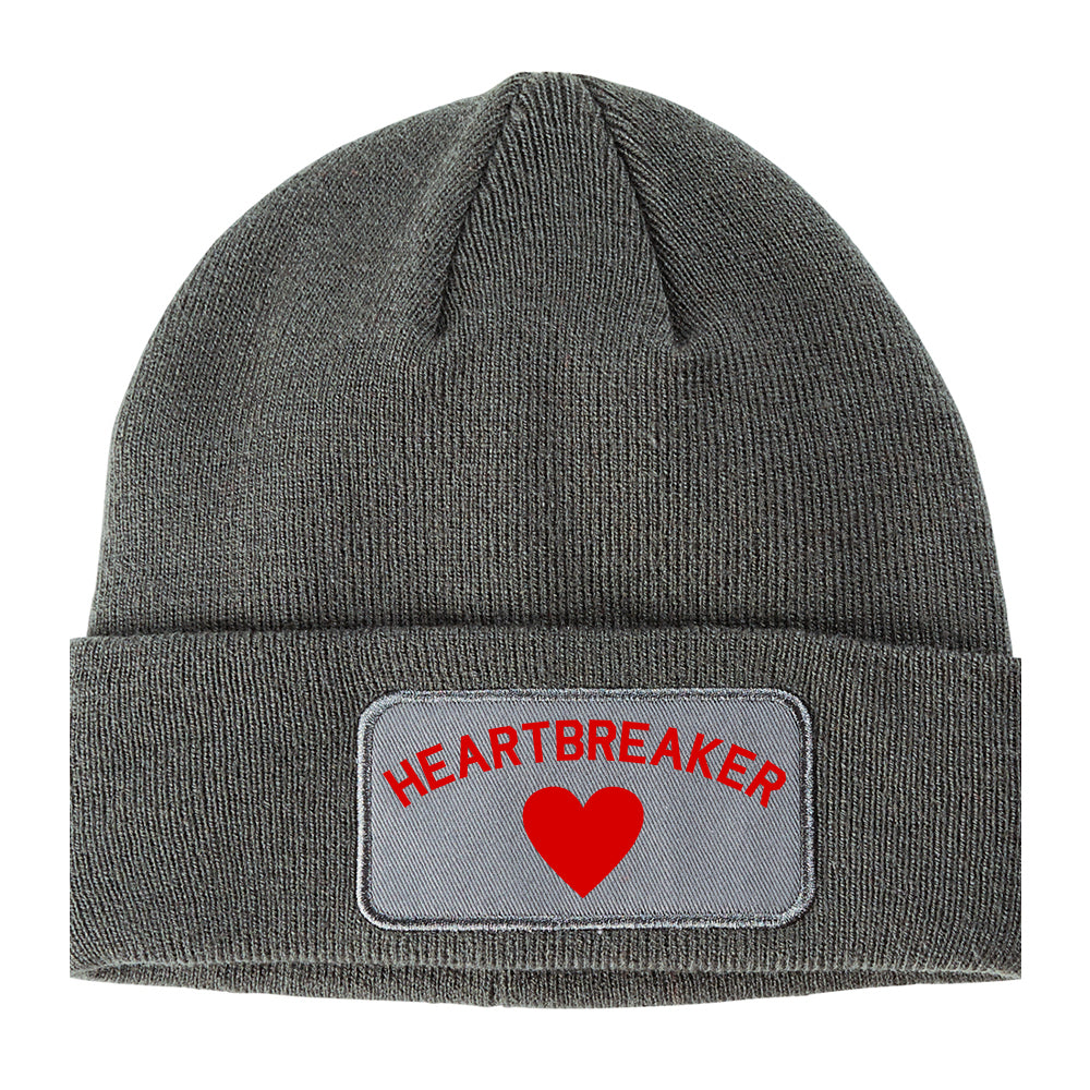 Heartbreaker Valentines Day Winter Knit Adult Beanie Hat Grey