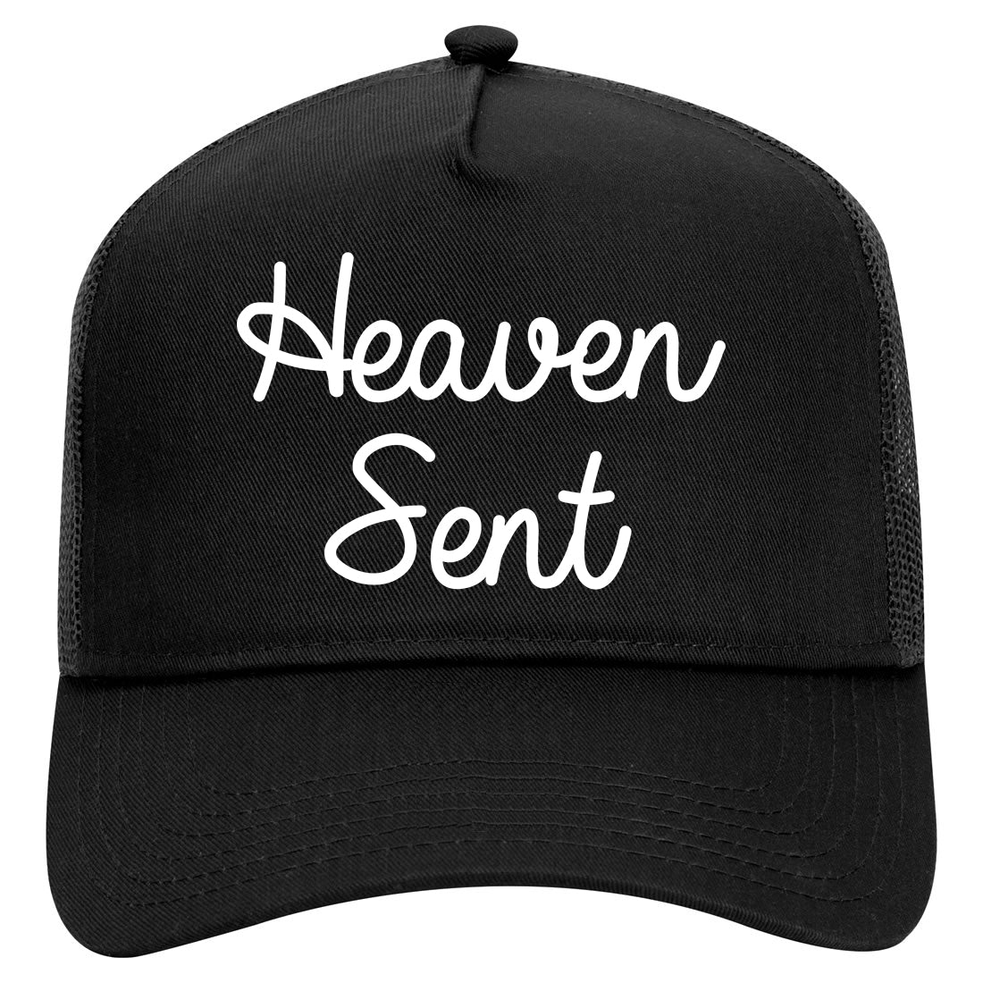 Heaven Sent Mens Mesh Trucker Hat Black